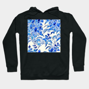 Blue and white chinoiserie flowers Hoodie